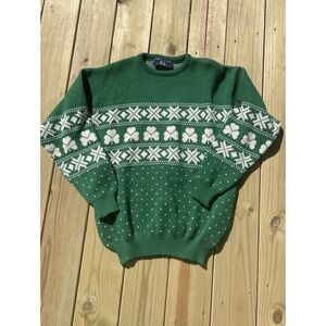 Vtg Blarney Castle Sweater Mens L Green St. Patrick's Shamrock Irish Pub Crawl